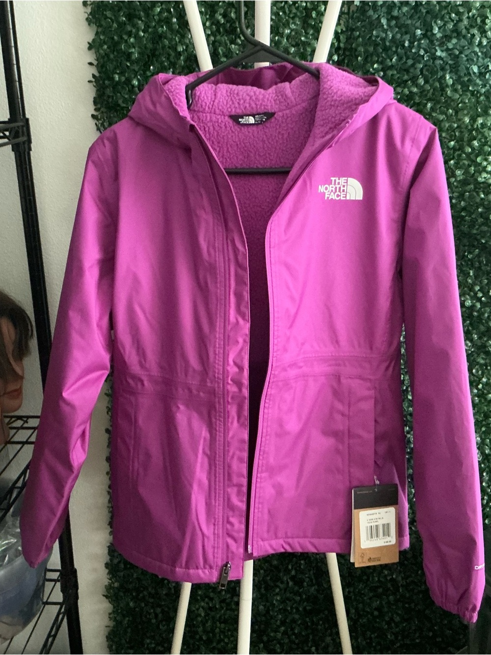 The North Face Girls' Hooded Raincoat in Bright Magenta